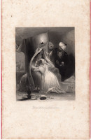 Rabszolgakereskedő, acélmetszet 1845, Payne's Universum, eredeti, 12 x 15, metszet, hárem, hölgy