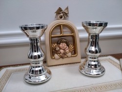 21cm Faceted Glass Candle Holder Pair