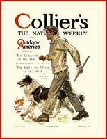 Amerikai magazin férfi őszi séta túra kutya collie skót juhász 1909 J.C.Leyendecker REPRINT plakát