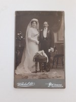 Antik esküvői fotó bécsi Wilhelm Otto Wien műtermi régi fénykép menyasszony vőlegény