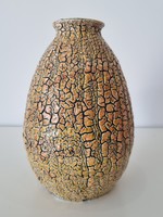 Bán Károly által szignált iparművészeti zsugormázas kerámia váza