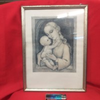 Old M.I. Hummel Madonna with Child holy image, picture, print. Graphics.