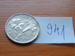 Bermuda 10 cents 1987 flower, bermuda lily # 941