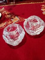 1 db  skandináv -  svéd - Kosta Boda kristály üveg gyertyatartó + 1 db hibás ajándékként