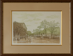 Copper engraving entitled Gaal Domokos, Danube Promenade, with certificate of authenticity!