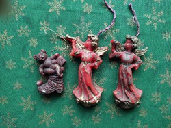 2 db angyalka és egy tündéri mackó - viasz karácsonyfadísz csomag - karácsonyi dekoráció