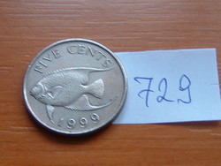 Bermuda 5 cent 1999 hal, bermuda blue angelfish # 729