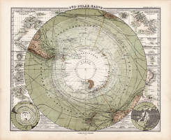 Déli - sark térkép 1878, német, atlasz, 33 x 41 cm, eredeti, Stieler's, Antarktisz, Justus Perthes