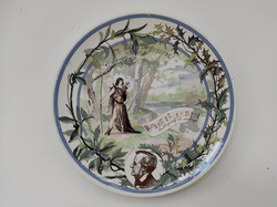 Antik Wagner Parsifal motívumos sarreguemines komolyzene porcelán fali tányér 4705