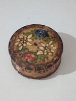 German faience jewelry box with hand painted floral motifs.