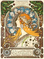 Art Nouveau zodiac poster of Alfons mucha. Vintage / antique advertising poster reprint
