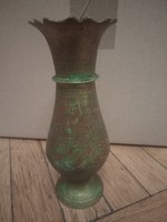Fabulous handmade Indian painted copper vase from the 1960s