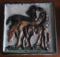 Ancient Viennese - hundreds of years old - figural stove tiles - horses / seeders