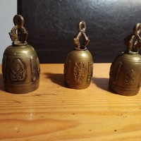 Three-piece old Tibetan religious bronze bell