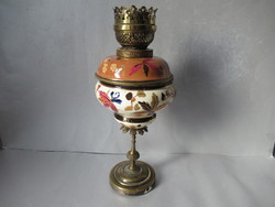 Antique, majolica kerosene lamp (J. Steidl, znaim, 19th Century)