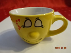 Ceramic lemon yellow coffee cup, diameter 6 cm. He has!