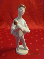 Hollóház porcelain figurine, girl with baby, height 17 cm. He has!