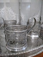 Filigrán orosz ezüst pohár tartó