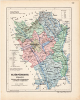Map of Fejér county 1904 (3), county, Greater Hungary, original, kogutowicz elf, atlas
