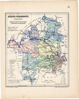 Map of Békés county 1904 (3), county, Greater Hungary, original, kogutowicz elf, atlas