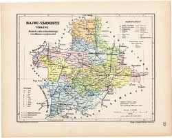 Hajdu county map 1904 (3), county, great - hungary, original, kogutowicz elf, atlas, hajdú