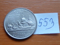 USA 25 CENT 1/4 DOLLÁR 2000 P (Virginia), Réz-nikkellel futtatott réz, G. Washington #553