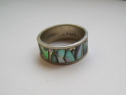 Vintage Mexican mother of pearl inlaid alpaca ring for Christmas! - 1 HUF auctions!