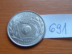 USA 25 CENT 1/4 DOLLÁR 1999 D (Georgia), Réz-nikkellel futtatott réz, G. Washington #691