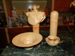 Lovas & Rácz kerámia szobor - váza - gyertyatartó - asztalközép egyben set