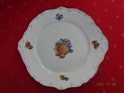 Hollóház porcelain cake bowl with fruit pattern, diameter 25.5 cm. He has!