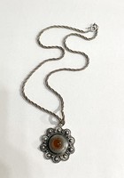 Silver necklace with carnelian stone pendant