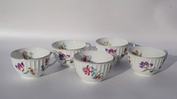 5 db Hüttl Tivadar virág mintás porcelán csésze