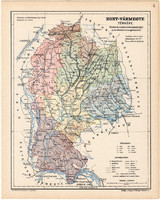 Map of Hont county 1904 (3), county, Greater Hungary, original, kogutowicz elf, atlas