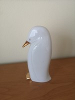 Kézzel festett, aranyozott pingvin Hollóházi porcelán