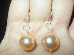 Giant champagne with sparkling shell pearl pearl earrings