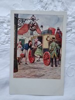 Régi Biczó András képeslap/művészlap Régi jó idők Magyarországon, 'A várvavárt' 1945 előtti