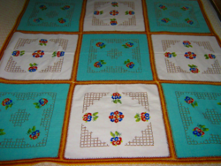 2 old embroidered tablecloths with crocheted edges