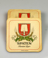 Old german beer mat with spaten premium lager