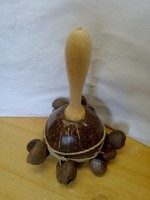 Pair of coconut maracas with pangi nut rattles from Africa. 2 pcs. Musical instrument together.