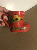 Adventi vásáros csizma alakú csésze piros
