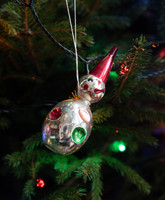 Retro üveg karácsonyfadísz -- bohóc, paprikajancsi, keljfeljancsi - karácsonyi dekoráció