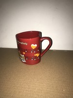 Szív alakú adventi csésze bécsi vásári bögre piros