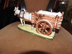 Antique majolica austria chariot - horse chariot