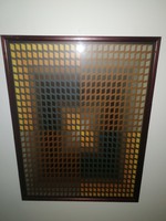 Vasarely(1906-1997)-Geometrikus kompozíció- ritka,nagyméretű szita,eredeti garnciával.