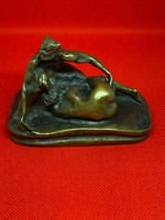 Faun és Nimfa erotikus bronz  szobor J.M. Lambeaux jelzéssel