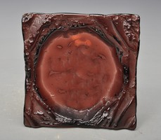 Retro glass ashtray burgundy