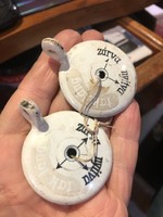 Porcelain open-closed shop door discs from the turn of the century.