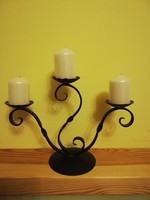 Wrought iron candlestick with three branches