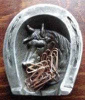 Cast iron horseshoe, horse head, ashtray for horse lovers, desk nicks.