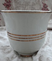 Old gold striped flowerpot - flowerpot
